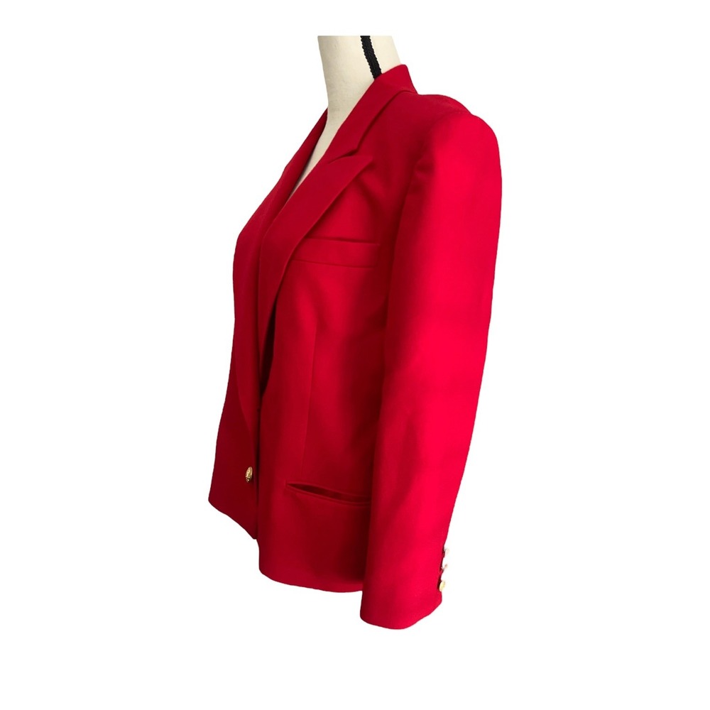 Talbots Wool Blazer Size Petites 8‎ Red Worsted Wool Gold Buttons Made in USA - Picture 3 of 4